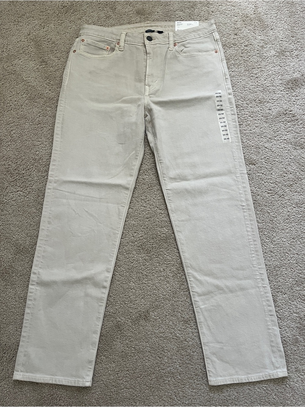 American Eagle Straight Jeans Beige Size 33x32